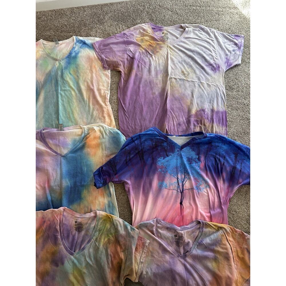 LOT OF 7 Tie Dye Shirts V-neck Short Sleeve Shirts XL - 2XL XXL XL - Picture 4 of 11